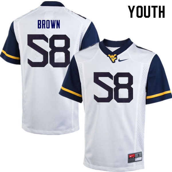 NCAA Youth Joe Brown West Virginia Mountaineers White #58 Nike Stitched Football College Authentic Jersey DF23F13UE